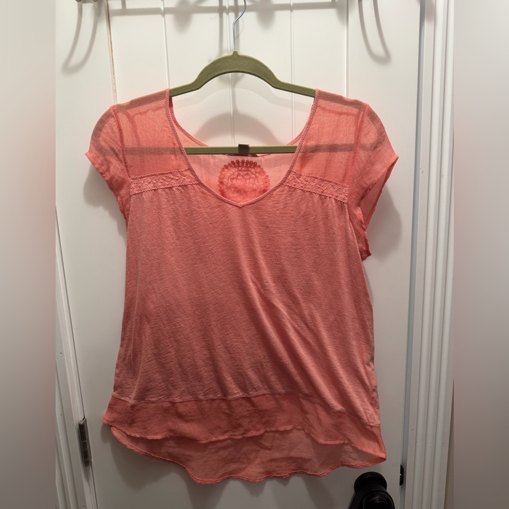 Lucky Brand Coral Short Sleeve Blouse